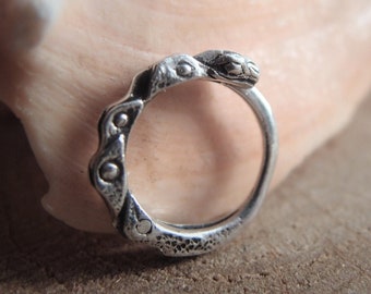 Ouroboros Snake Sterling Silver Hoop Earring: single Unisex earring