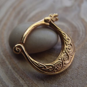 Gold-Plated Viking Drakkar Septum Ring: Sterling Silver Nose Piercing (NO ExTRA FEES For US)