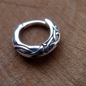 Celtic Viking Silver Men's Earring 0.4" Single Small Men's Nordic Silver Huggie Hoop Earring