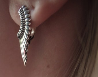 Angel Wings Statement Sterling Silver Women Earrings