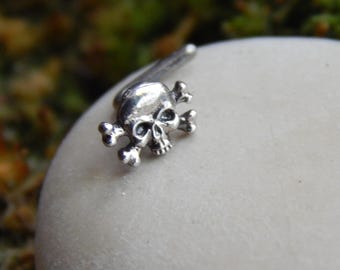 Skull Sterling Silver Nose Stud: Gothic Nose Piercing Jewelry (NO ExTRA FEES For US)
