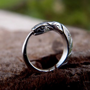 Huggie Ouroboros Hoop 14G Earring, Snake Eating Tail