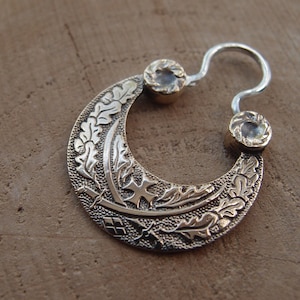 Cross Cossack Swords Men&#39;s hoop Earring  25 mm 1 inch, Bronze earring for men, Ukrainian jewelry &quot;Slaves are not allowed into paradise&quot;