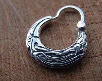 Odin Raven Sterling Silver Hoop Earring: Handmade Viking Jewelry (NO EXTRa FEES for US)