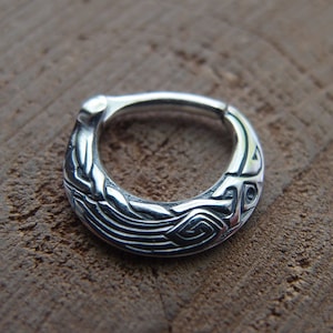 Odin's Raven unisex septum ring 0.6 inch sterling silver nose piercing