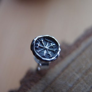 Vegvisir boussole viking en argent sterling cadeau celtique viking unisexe boucle d'oreille unique