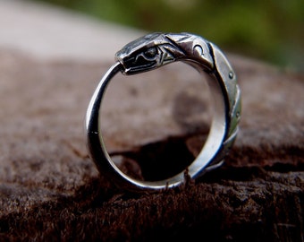 Ouroboros snake sterling silver Septum ring 14mm Jormungandr nose piercing