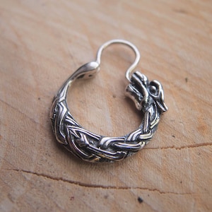 Fenrir wolf viking hoop earring for men 19mm Sterling Silver men jewelry Handcrafted