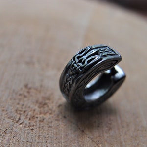 Ukrainian Tryzub Trident Black Sterling Silver earring  0,6 inch  unisex Single earring handcrafted in Ukraine