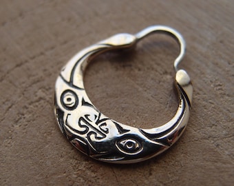 Huginn and Muninn ravens bronze brass viking  hoop earring (NO EXTRa FEES for US)