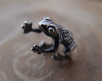 Sterling Silver Frog Ear Cuff: No Piercing Cartilage Jewelry (NO EXTRa FEES for US)