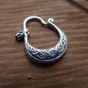 Drakkar Hoop Earring  Viking boat earring 14mm, sterling silver Men's earring, Viking jewelry