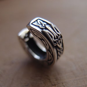 Ukrainian trident tryzub silver earring 0.6 inch SINGLE  sterling silver unisex earring made in Ukraine viking celtic hoop