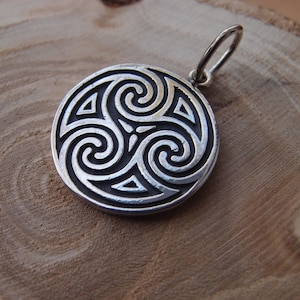 Sterling Silver Triskelion Pendant Viking Nordic Celtic style necklace
