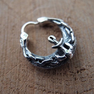 Anchor sailor captain pirate sterling silver men&#39;s hoop earring