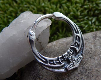 Mjolnir Sterling Silver Men&#39;s Septum Ring Thor&#39;s hammer viking nose piercing FREE SHIPPING