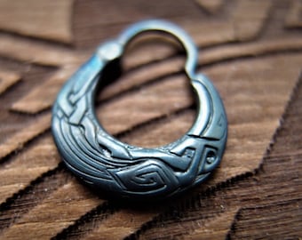 Odin Raven Black Sterling silver Single hoop earring (NO EXTRA FEEs For US)