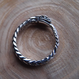 Ouroboros Jormungandr Snake Sterling Silver Band Ring Custom Size