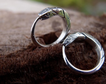 Ouroboros snake sterling silver Pair of earrings 14mm (NO EXTRa FEES for US)