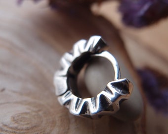Gear design steampunk men silver earring 0.6 inch sterling silver nordic SINGLE  hoop earring