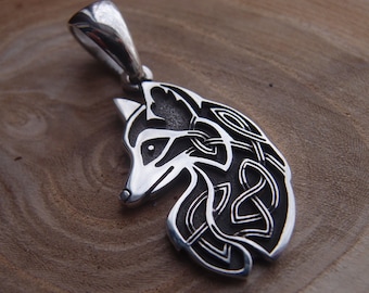 Celtic Wolf Sterling Silver Viking Pendant necklace