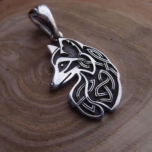 Celtic Wolf Sterling Silver Viking Pendant necklace