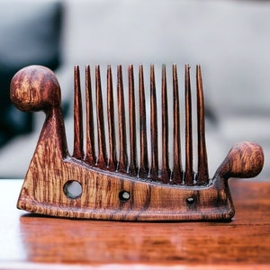 Drakkar Hair and Beard  Comb men&#39;s comb Viking Boat wooden comb hardcarved Father gift