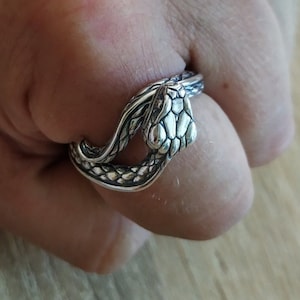 Anillo de serpiente Ouroboros en plata esterlina (ENVÍO GRATIS en EE. UU.) Anillo unisex de tamaño personalizado
