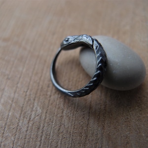 Black Sterling Silver Ouroboros Snake Hoop Earring – Handcrafted