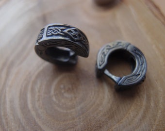 Black Sterling Silver Celtic Hoop Earrings: Nordic Viking Unisex