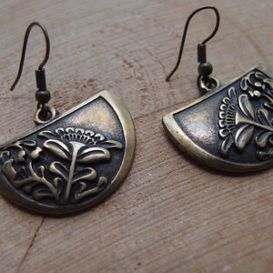Ukrainian Floral Patinized earrings pair handcrafted in retro style