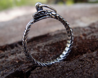 Colgante de plata de ley con forma de serpiente Ouroboros Jormungandr
