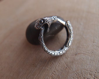 Sterling Silver Ouroboros Snake Hoop Earring: Unisex Single Earring (NO EXTRa FEES for US)