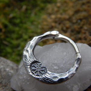 Sterlingzilveren Viking Septum Ring: Helm of Awe Aegishjalmr Clicker (GEEN EXTRA KOSTEN voor VS)