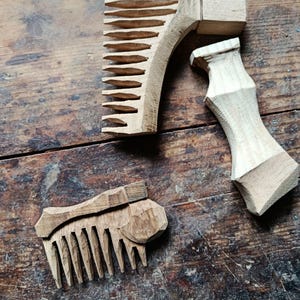 Viking Axe Hair and Beard Comb: Hand Carved Oak Wood image 8