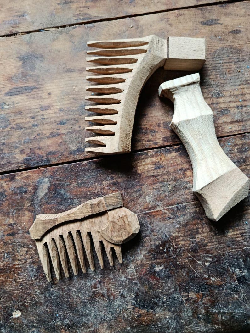 Viking Axe Hair and Beard Comb: Hand Carved Oak Wood image 8