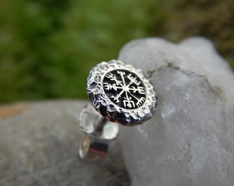 Vegvisir Viking compass sterling silver viking gift 9mm-0.35in unisex Single stud earring (NO EXTRa FEES for US)