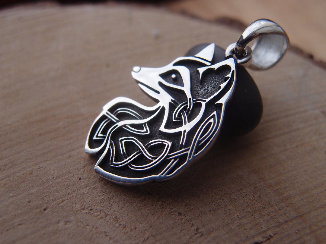 Fox Pendant Celtic Pendants Silver Triquetra And Fox Celtic Knot