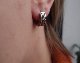 Orecchini Celti In Argento Sterling 925 Con Nodo E Rune Vichinghe – Gioielli Nordici Uomo E Donna, Ipoallergenici, Idea Regalo