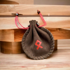 Pochette en cuir pour runes ou perles Sac en cuir gunuine cousu main