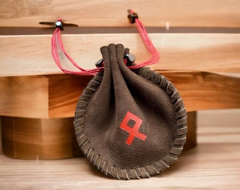 Leather Pouch for runes or beads hand-sewn gunuine leather bag
