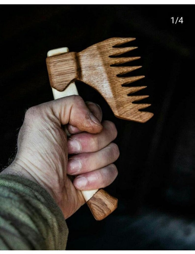 Hair and Beard Comb men's comb Viking Axe wooden comb Etsy