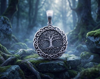 Sterling Silver Tree of Life Pendant | Yggdrasil Celtic Knot Viking Necklace