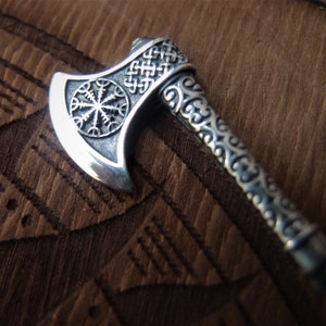Viking Axe Aegishjalmur Helm of Awe Sterling Silver Pendant (FREE SHIPPING for US) 5.6 gr