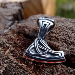 Perun Axe Sterling silver warrior axe necklace, Slavic pendant, medieval amulet