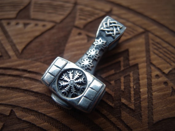 Collana con ciondolo martello di thor Mjolnir vichingo in argento sterling 925 per uomo donna ciondolo di protezione amuleto con bussola vegvisir gioielli norreni catena 60cm