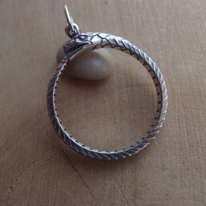 Sterling Silver unisex Ouroboros Snake big pendant necklace