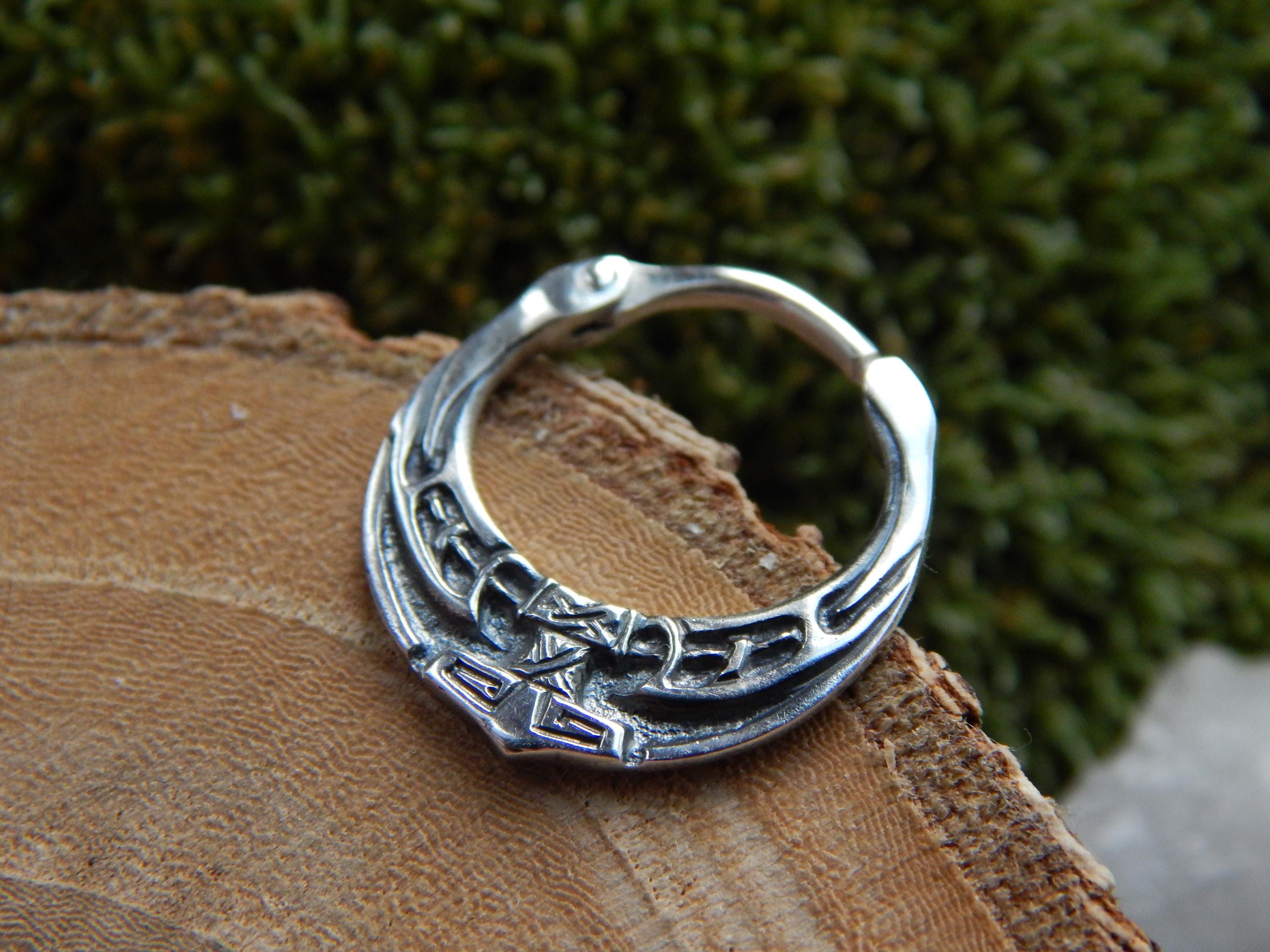 Mjolnir Sterling Silver Men's Septum Ring Thor's Hammer Viking