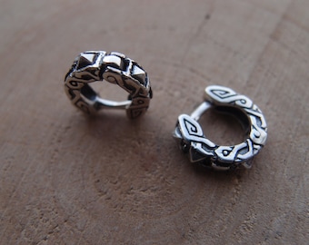 Celtic Viking Sterling Silver Hoop Earrings with spikes (NO EXTRa FEES for US)