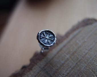 Vegvisir Viking compass sterling silver celtic viking gift unisex Single stud earring (NO EXTRA FEEs For US)